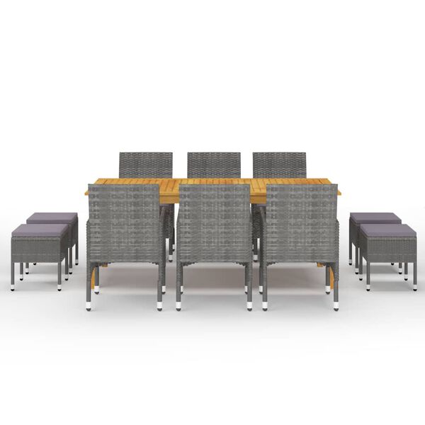 vidaXL 11-tlg. Garten-Essgruppe Grau