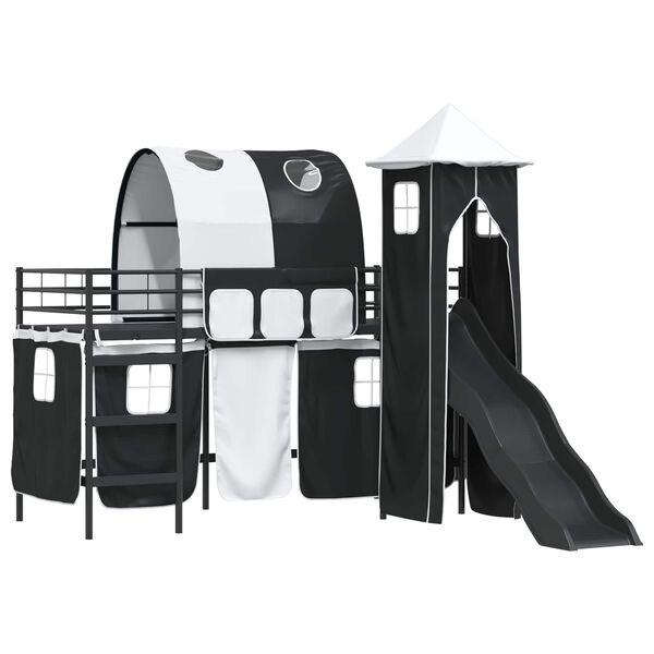 vidaXL Kinderloftbett Schwarz 100 x 190 cm Metall