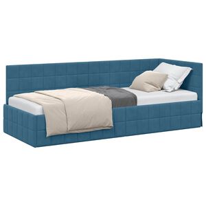 vidaXL Eckbettgestell Blau 80 x 200 cm Samt