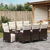 vidaXL Garten Essgruppe mit Kissen 9 pcs Braun Poly-Rattan