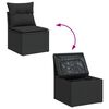 vidaXL Garten-Sofa-Set mit Kissen mit Speicher Schwarz 80 x 80 x 71 cm