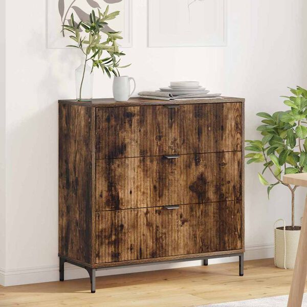 vidaXL Sideboard Ger&auml;ucherte Eiche 79,5 x 33 x 82 cm Holzwerkstoff