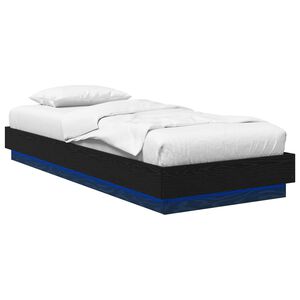 vidaXL Bettgestell mit LED Schwarze Eiche 80 x 200 cm Holzwerkstoff
