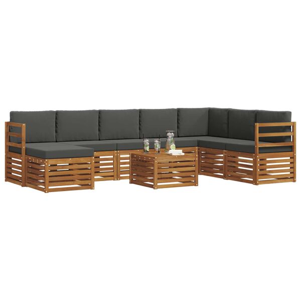 vidaXL Sofagarnituren 9 pcs Natur und Anthrazit Massivholz Akazie