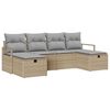 vidaXL Garten-Sofa-Set mit Kissen mit Speicher 6 pcs Beige Poly Rattan