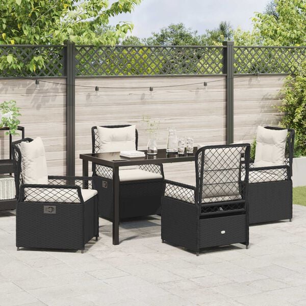 vidaXL Garten Essgruppe 5 pcs Schwarz Poly-Rattan