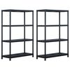 vidaXL Lagerregale 2 Stk. Schwarz 220 kg 90 x 40 x 138 cm Kunststoff