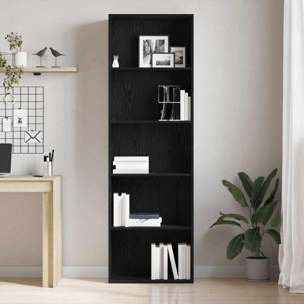 vidaXL B&uuml;cherregal Schwarz Eichen-Optik 60x30x189 cm Holzwerkstoff
