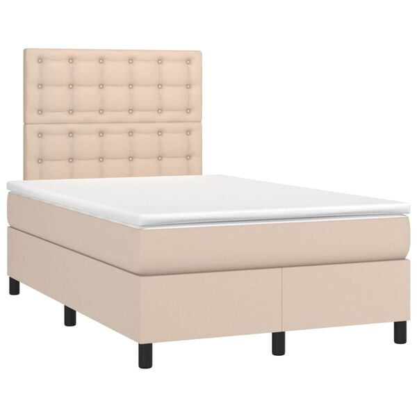 vidaXL Boxspringbett mit Matratze & LED Cappuccino-Braun 120x200cm