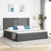 vidaXL Bett mit Stauraum und LED Dunkelgrau 200 x 200 cm Polyester