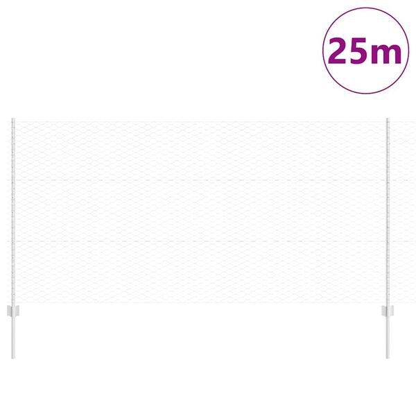 vidaXL Zaun mit Pfosten Silber 1,2 x 25 m Stahl