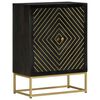 vidaXL Sideboard mit 2 Türen Schwarz Gold 55x30x75 cm Massivholz Mango