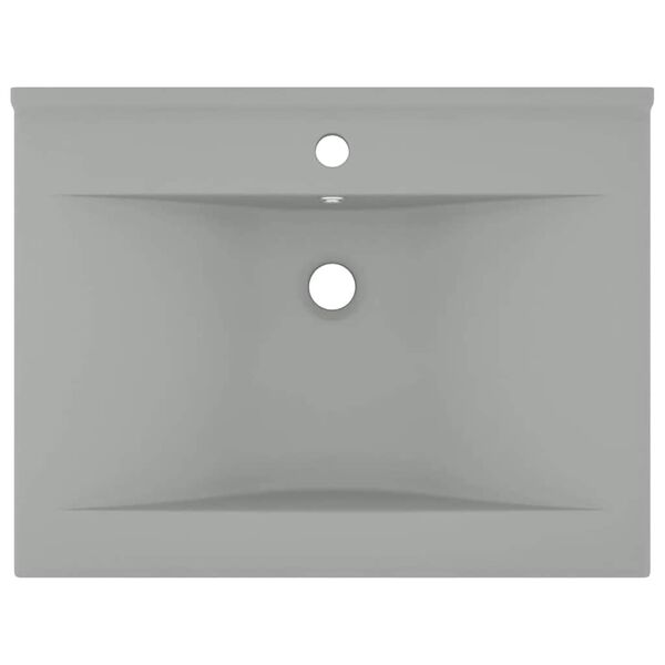 vidaXL Luxus-Waschbecken mit Hahnloch Matt-Hellgrau 60x46 cm Keramik