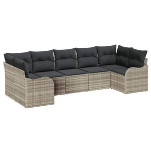 vidaXL Garten-Sofa-Set 7 stk. Hellgrau Poly Rattan