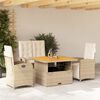vidaXL 5-tlg. Garten-Essgruppe mit Kissen Beige Poly Rattan