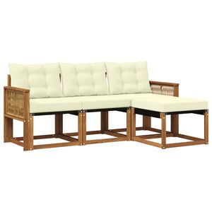 vidaXL Outdoor-Sofagarnitur mit Kissen 4 pcs Natur und Creme