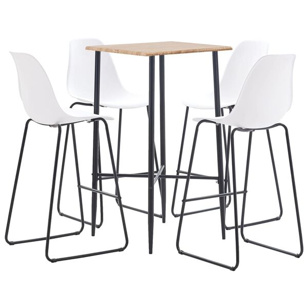 vidaXL 5-tlg. Bar-Set Kunststoff Wei&szlig;
