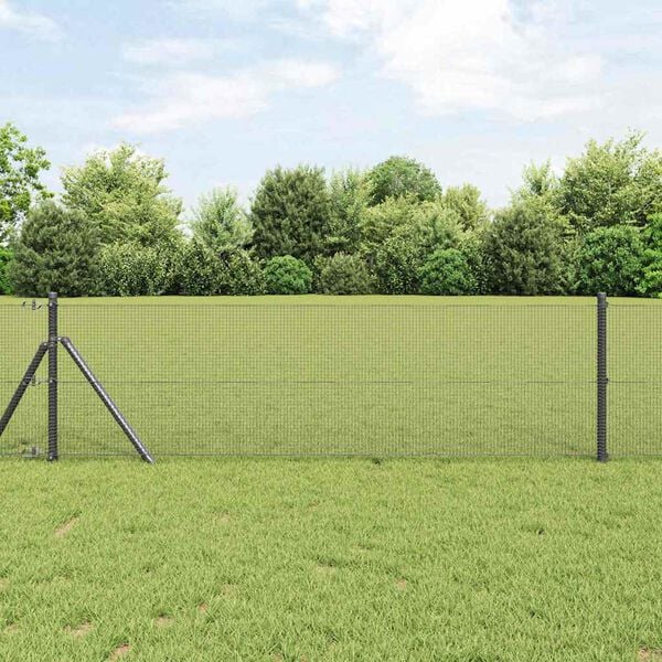vidaXL Zaunpfosten Grau 50 x 0,4 m (12 x 12 mm Maschen) Stahl und PVC