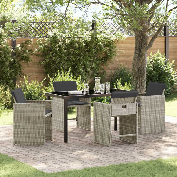 vidaXL Garten Essgruppe 5 pcs Hellgrau Poly-Rattan