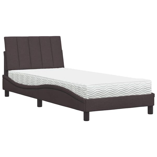vidaXL Bett mit Matratze "Hanko" Dunkelbraun 90x200 cm Stoff