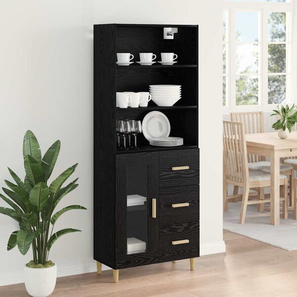 vidaXL Highboard Schwarz Eichen-Optik 69,5 x 32,5 x 180 cm