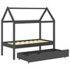 vidaXL Kinderbett mit Schublade Dunkelgrau Massivholz Kiefer 70x140 cm