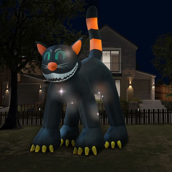 vidaXL Halloween Aufblasbare Schwarze Katze mit LED XXL 6 m