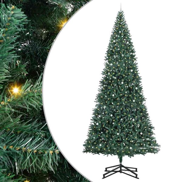 vidaXL K&uuml;nstlicher vorbeleuchteter Weihnachtsbaum mit Kugelset 500 cm