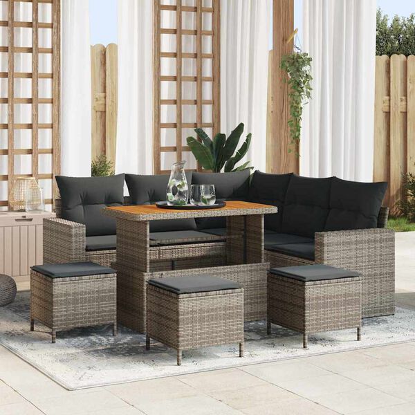 vidaXL Gartensofa-set 9 pcs Grau Poly-Rattan