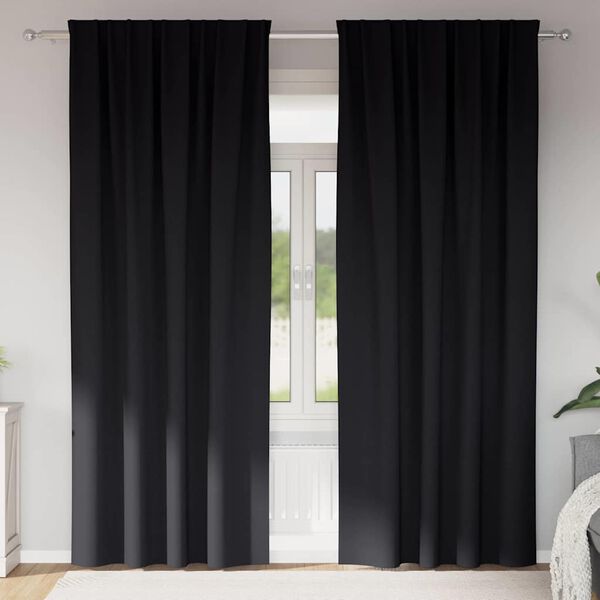 vidaXL Verdunkelungs-Vorh&auml;nge mit Ringen 2 pcs Schwarz 245 x 140 cm