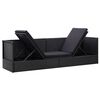 vidaXL Garten-Sofabett mit Kissen Poly Rattan Schwarz