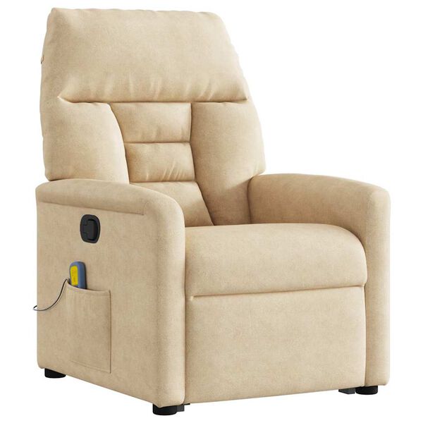 vidaXL Massagesessel mit Aufstehhilfe Creme Mikrofasergewebe