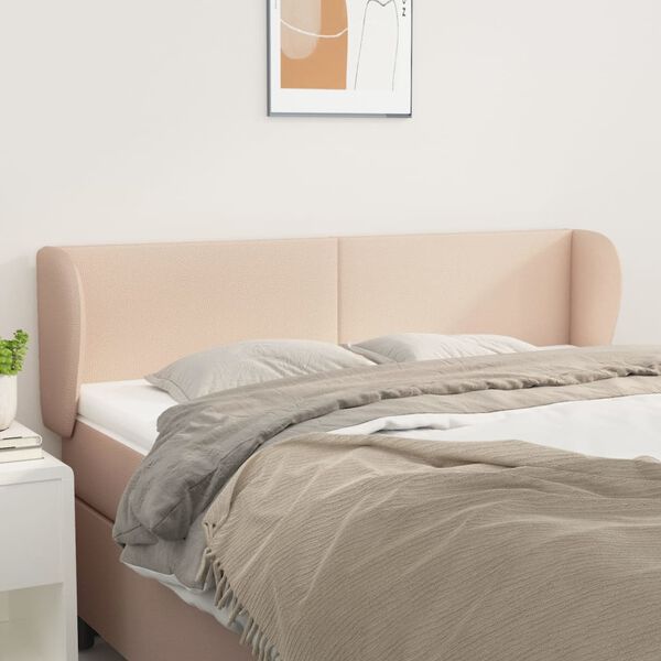 vidaXL Kopfteil mit Ohren Cappuccino-Braun 147x23x78/88 cm Kunstleder