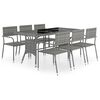 vidaXL 7-tlg. Garten-Essgruppe Poly Rattan Anthrazit und Grau