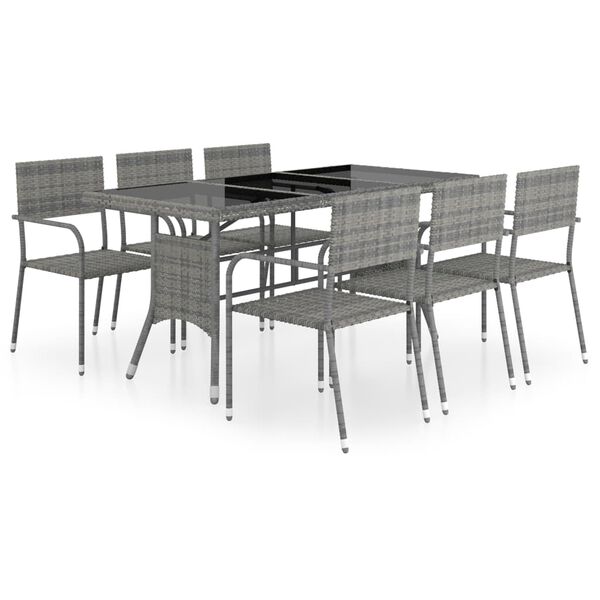 vidaXL 7-tlg. Garten-Essgruppe Poly Rattan Anthrazit und Grau