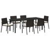 vidaXL Garten Essgruppe 7 pcs Schwarz Pulverbeschichteter Stahl