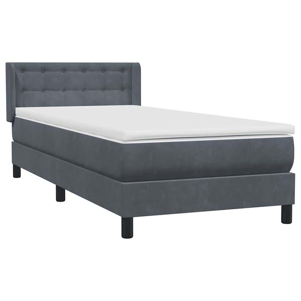 vidaXL Boxspringbett mit Matratze Dunkelgrau 90x220 cm Samt