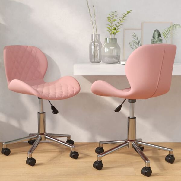 vidaXL Esszimmerst&uuml;hle 2 Stk. Drehbar Rosa Samt