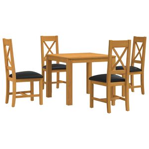 vidaXL Essgruppe 5 stk. Schwarz Massivholz Eiche
