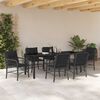 vidaXL Garten Essgruppe mit Kissen 7 pcs Schwarz Poly-Rattan