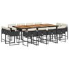 vidaXL 13-tlg. Garten-Essgruppe mit Kissen Schwarz Poly Rattan