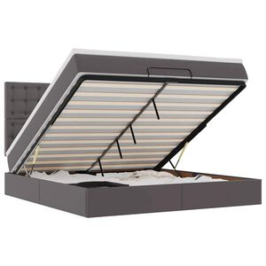 vidaXL Ottoman-Bett mit Matratze & LEDs Grau 180x200 cm Kunstleder