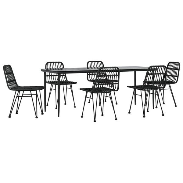 vidaXL 7-tlg. Garten-Essgruppe Schwarz Poly Rattan