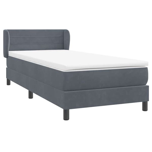 vidaXL Boxspringbett mit Matratze Dunkelgrau 90x220 cm Samt