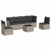 vidaXL 7-tlg. Garten-Sofagarnitur mit Kissen Hellgrau Poly Rattan