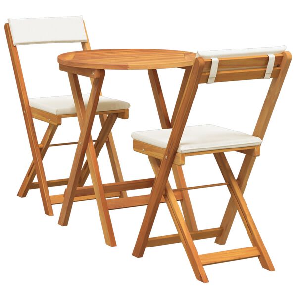 vidaXL Garten Bistro Set mit Kissen 3 pcs Braun Massivholz Akazie