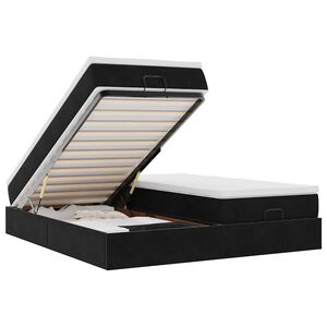 vidaXL Ottoman-Bett mit Matratzen Schwarz 200x200 cm Samt