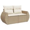 vidaXL 10-tlg. Garten-Sofagarnitur mit Kissen Beige Poly Rattan