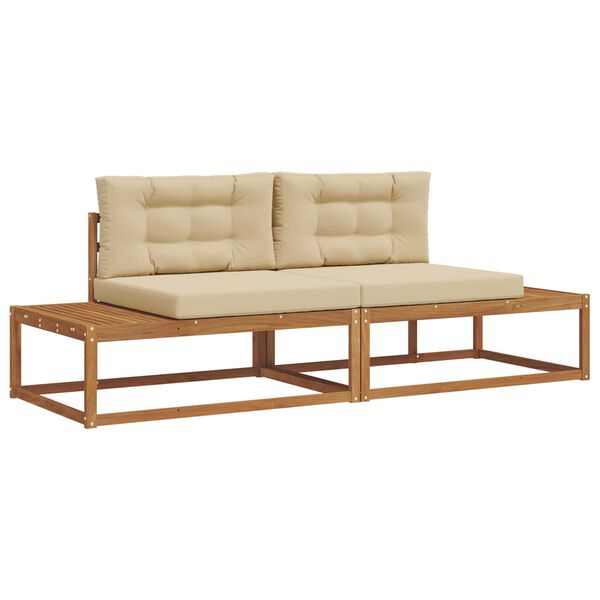 vidaXL Outdoor-Sofagarnitur mit Kissen 2 St&uuml;ck Natur und Beige