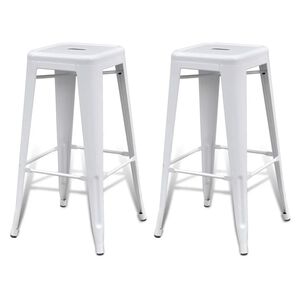 vidaXL Barhocker 2 Stk. Wei&szlig; Stahl